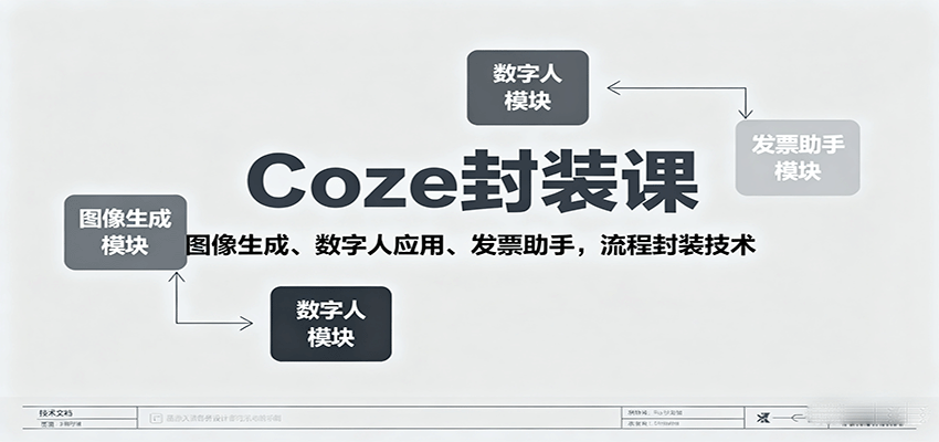 Coze封装课,图像生成、数字人应用、发票助手,流程封装技术-离锋创库