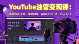 2025YouTube油管变现课:涵盖账号注册、视频制作、Adsense开通,月入1万+-离锋创库
