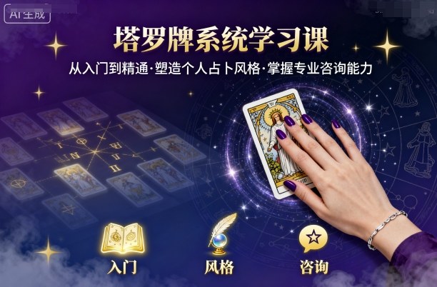 塔罗牌系统学习课，助你从入门到精通，塑造个人占卜风格，掌握专业咨询能力-离锋创库