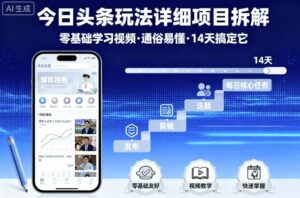 今日头条玩法详细项目拆解,零基础学习视频 通俗易懂 14天搞定它-离锋创库