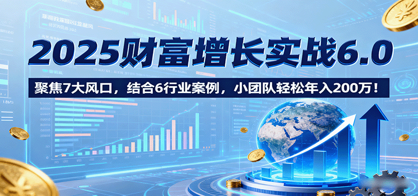 2025财富增长实战6.0，聚焦7大风口，结合6行业案例，小团队轻松年入200万！-离锋创库