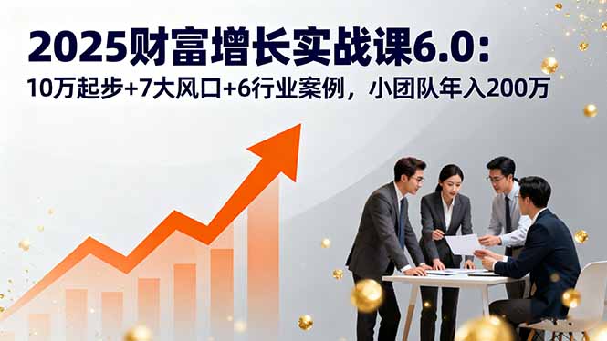2025财富增长实战课6.0：10万起步+7大风口+6行业案例，小团队年入200万-离锋创库