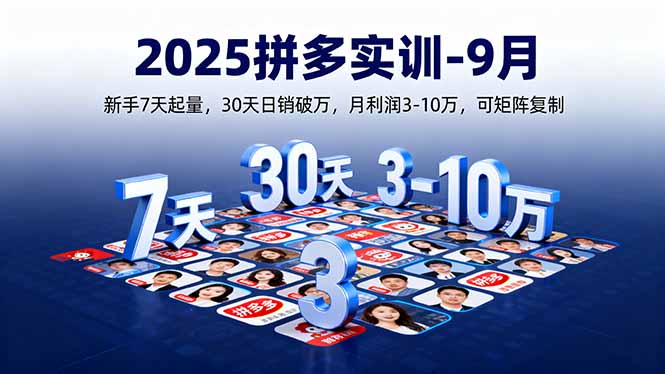 2025拼多多实训-9月：新手7天起量,30天日销破万,月利润3-10万,可矩阵复制-离锋创库