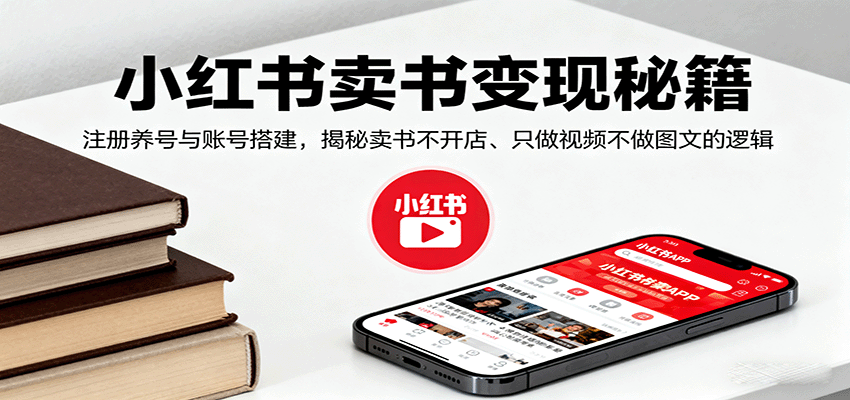小红书卖书变现秘籍，注册养号与账号搭建，揭秘卖书不开店、只做视频不做图文的逻辑-离锋创库