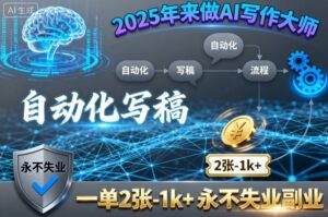 2025年来做AI写作大师,自动化写稿,一单2张-1k+,永不失业副业-离锋创库
