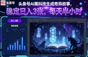 头条号AI黑科技生成奇异故事,稳定日入3张,每天半小时-离锋创库