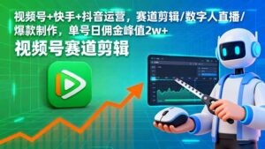 视频号+快手+抖音运营，赛道剪辑/数字人直播/爆款制作，单号日佣金峰值2w+-离锋创库