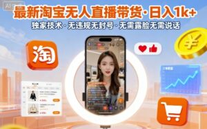 最新淘宝无人直播带货，日入1k+，独家技术，无违规无封号，无需露脸无需说话【揭秘】-离锋创库