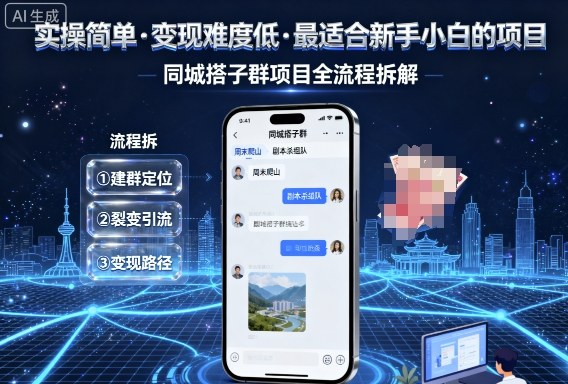 实操简单，变现难度低，最适合新手小白做的项目，每天轻松收入3张，同城搭子群项目全流程拆解-离锋创库