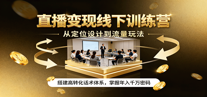 直播变现线下训练营,从定位设计到流量玩法,搭建高转化话术体系,掌握年入千万密码-离锋创库