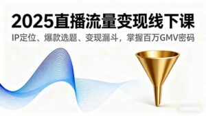 2025直播流量变现线下课，IP定位、爆款选题、变现漏斗，掌握百万GMV密码-离锋创库