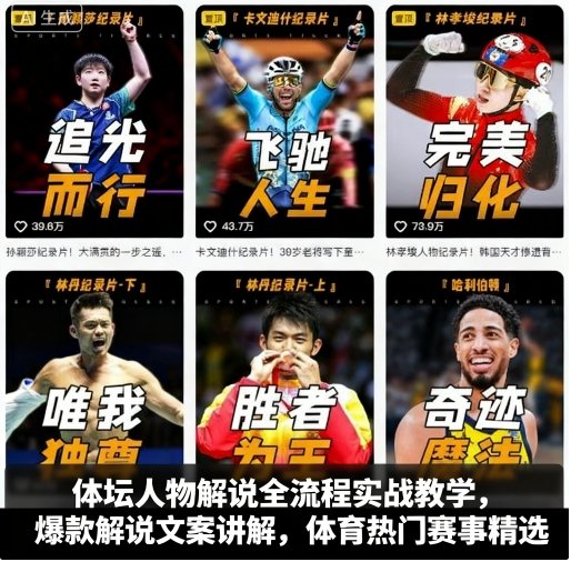 体坛人物解说全流程实战教学，爆款解说文案讲解，体育热门赛事精选-离锋创库