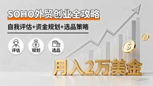 SOHO外贸创业全攻略，自我评估+资金规划+选品策略，月入2万美金-离锋创库