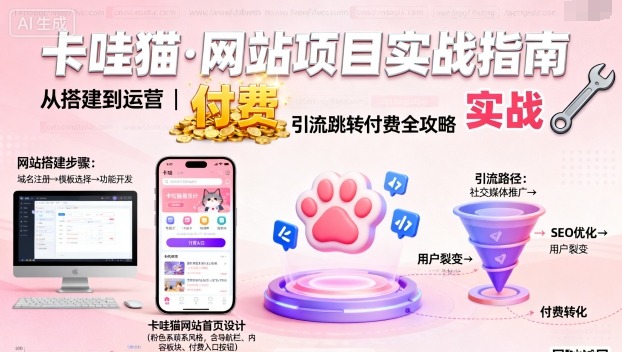卡哇猫·网站项目，网站搭建与运营以及引流跳转付费-离锋创库