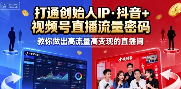 【精】25年直播9-10两期线下课，打通创始人IP，抖音+视频号直播流量密码，教你做出高流量高变现的直播间-离锋创库
