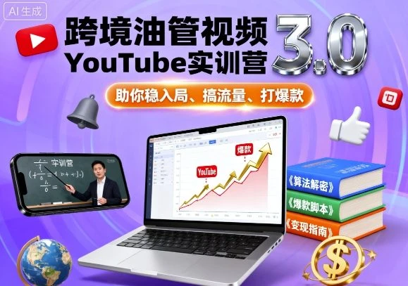 【精】跨境油管视频YouTube实训营3.0，助你稳入局、搞流量、打爆款-离锋创库
