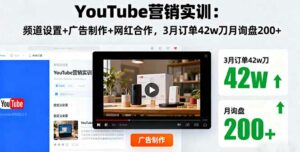 YouTube营销实训:频道设置+广告制作+网红合作,3月订单42w刀月询盘200+-离锋创库