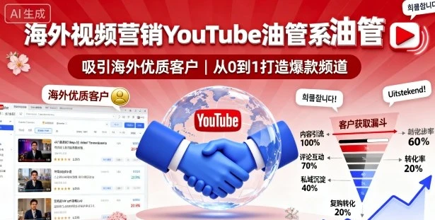 【精】海外视频营销YouTube油管系列课程，吸引海外优质客户-离锋创库