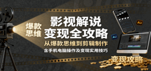 影视解说变现全攻略：从爆款思维到剪辑制作，含手机电脑操作及变现实用技巧-离锋创库