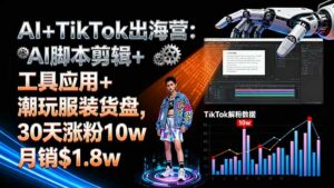 AI+TikTok出海营:AI脚本剪辑+工具应用+潮玩服装货盘,30天涨粉10w月销$1.8w-离锋创库