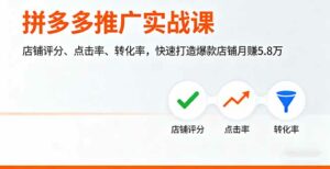 拼多多推广实战课,店铺评分、点击率、转化率,快速打造爆款店铺月赚5.8万-离锋创库