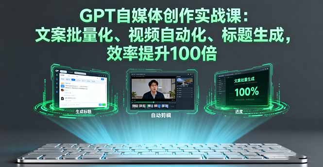GPT自媒体创作实战课：文案批量化、视频自动化、标题生成，效率提升100倍-离锋创库