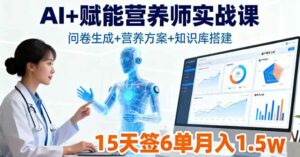 AI+赋能营养师实战课，问卷生成+营养方案+知识库搭建，15天签6单月入1.5w-离锋创库