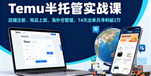 Temu半托管实战课，店铺注册、商品上架、海外仓管理，14天出单月净利破2万-离锋创库