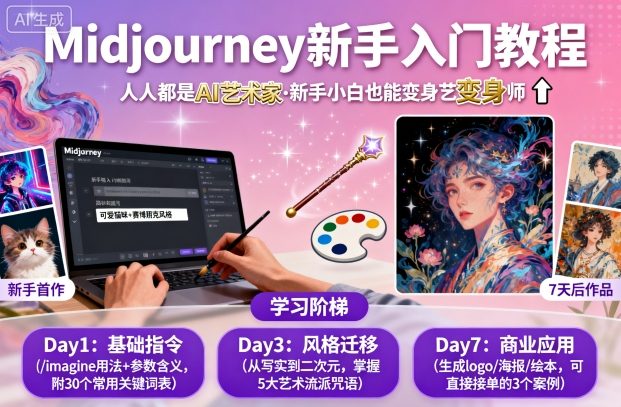 midjourney新手入门教程：人人都是AI艺术家，新手小白也能变身艺术大师-离锋创库