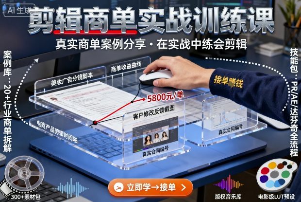 剪辑商单实战训练课，真实商单案例分享，在实战中练会剪辑-离锋创库