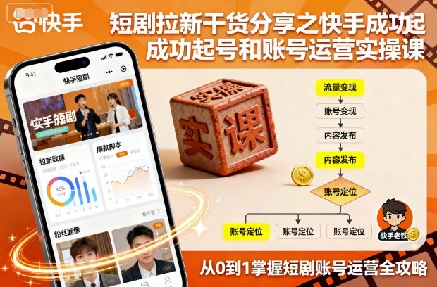 短剧拉新干货分享之快手成功起号和账号运营实操课-离锋创库