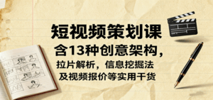 短视频策划课,含13种创意架构,拉片解析,信息挖掘法及视频报价等实用干货-离锋创库