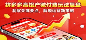 拼多多高投产微付费玩法复盘，洞察关键要点，解锁运营新策略-离锋创库