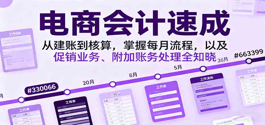 电商会计速成,从建账到核算,掌握每月流程,以及促销业务、附加账务处理全知晓-离锋创库