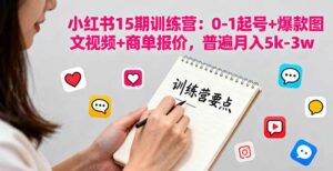 小红书15期训练营：0-1起号+爆款图文视频+商单报价，普遍月入5k-3w-离锋创库