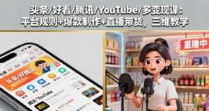 头条/好看/腾讯/YouTube/多变现课:平台规则+爆款制作+直播带货,三维教学-离锋创库