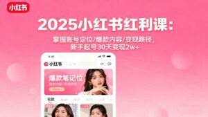 2025小红书红利课:掌握账号定位/爆款内容/变现路径,新手起号30天变现2w+-离锋创库
