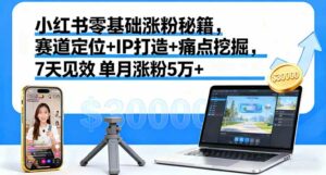 小红书零基础涨粉秘籍,赛道定位+IP打造+痛点挖掘,7天见效 单月涨粉5万+-离锋创库