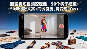 服装类短视频变现课,50个钩子模板+50条爆款文案+同城引流,月变现10w+-离锋创库