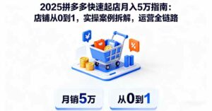 2025拼多多快速起店月入5万指南:店铺从0到1,实操案例拆解,运营全链路-离锋创库