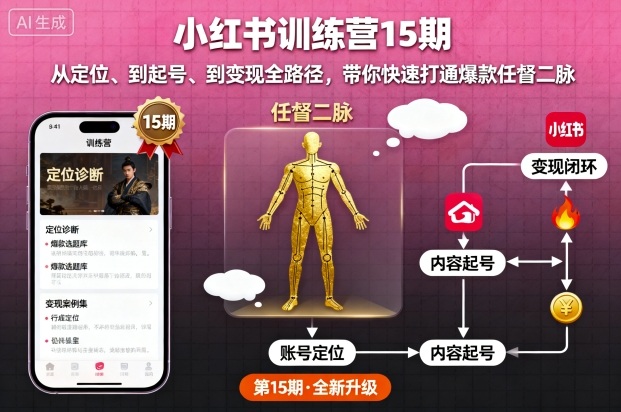 小红书训练营15期，从定位、到起号、到变现全路径，带你快速打通爆款任督二脉-离锋创库