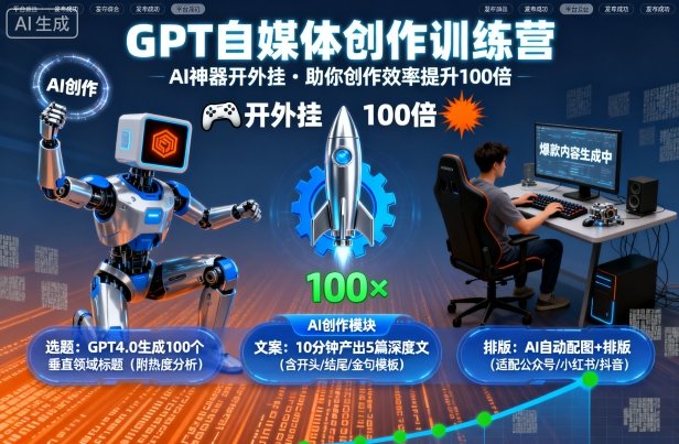 【精】GPT自媒体创作训练营:AI神器开外挂,助你创作效率提升100倍-离锋创库