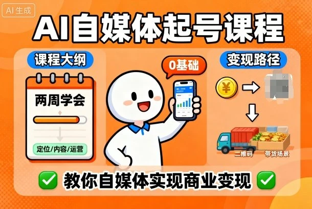 【精】AI自媒体起号课程，0基础小白两周学会，教你自媒体实现商业变现-离锋创库