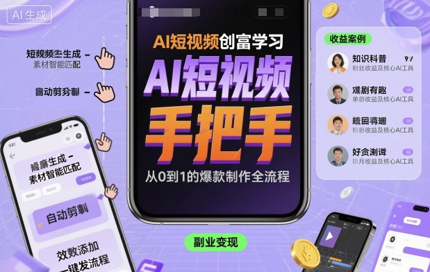 AI短视频创富学习,手把手教会你制作AI短视频-离锋创库
