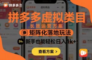 拼多多虚拟类目长效运营方案:矩阵化落地玩法,新手也能轻松日入1k+-离锋创库