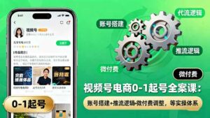 视频号电商0-1起号全案课：账号搭建+推流逻辑+微付费调整，等实操体系-离锋创库