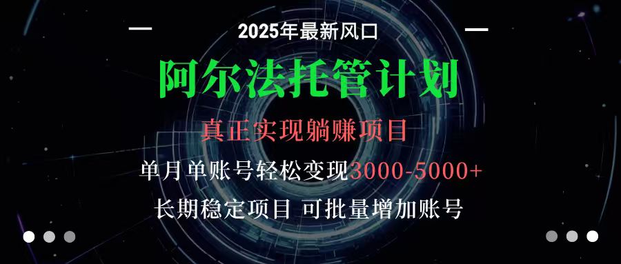阿尔法托管计划 单账号月入3000-5000,长期稳定项目,新手小白轻松上手-离锋创库