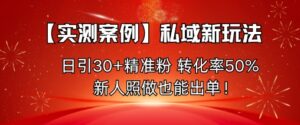 【实测案例】私域新玩法，日引30+精准粉，转化率50%，新人照做也能出单！-离锋创库