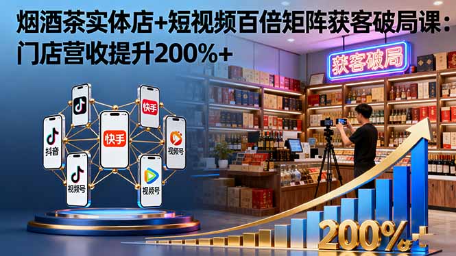 烟酒茶实体店+短视频百倍矩阵获客破局课：门店营收提升200%+-离锋创库
