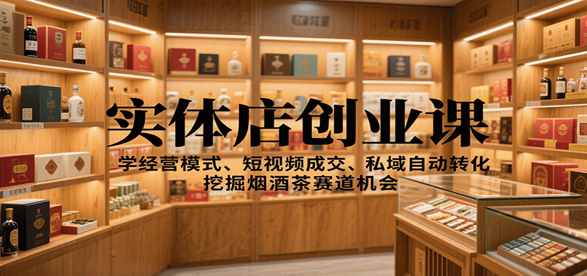 实体店创业课：学经营模式、短视频成交、私域自动转化，挖掘烟酒茶赛道机会-离锋创库